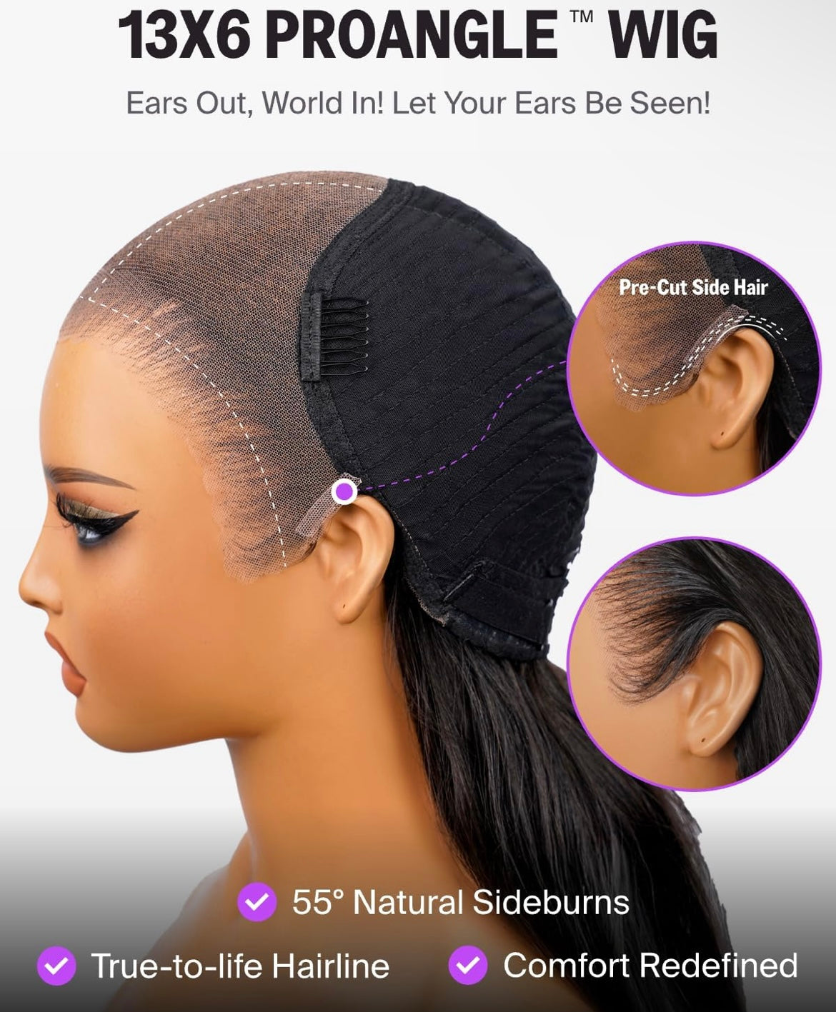 Straight 13x6 HD Lace Wig – Glueless – 180% Density – Human Hair