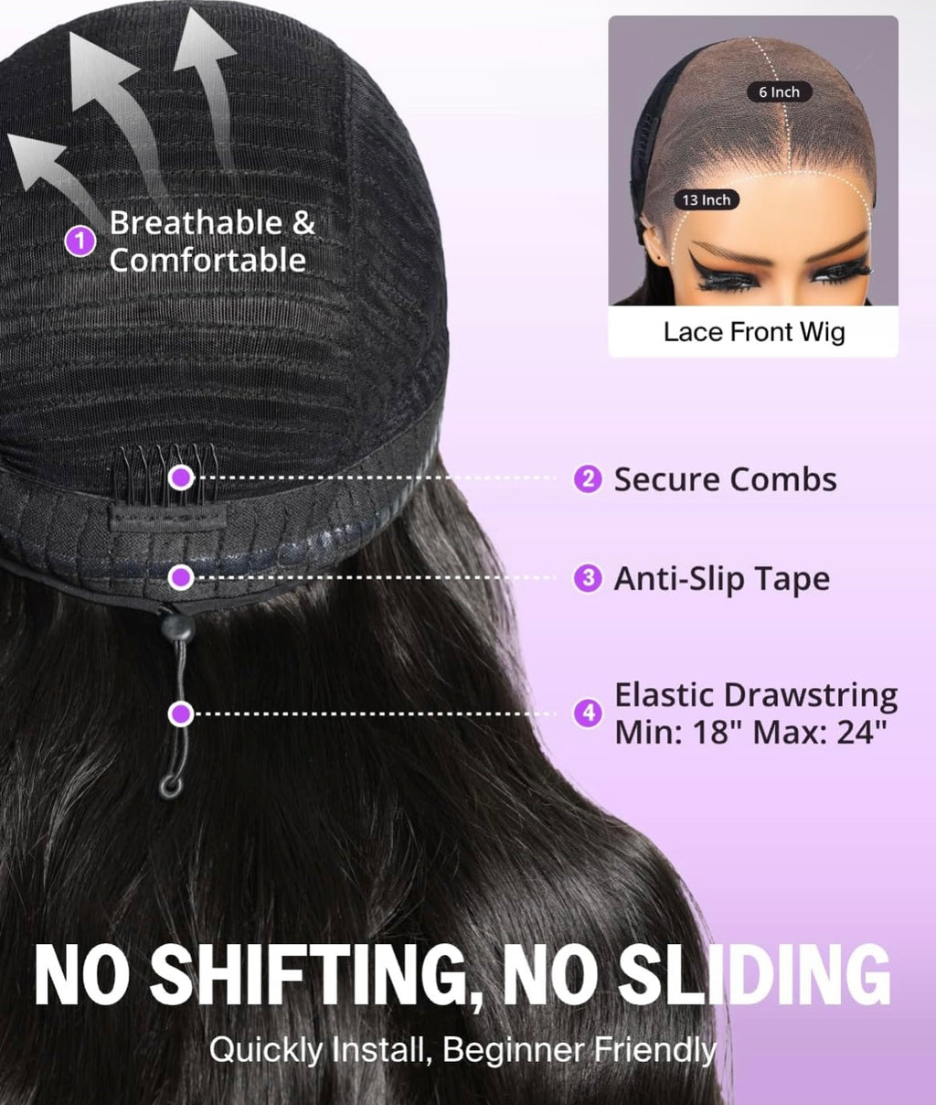 Straight 13x6 HD Lace Wig – Glueless – 180% Density – Human Hair